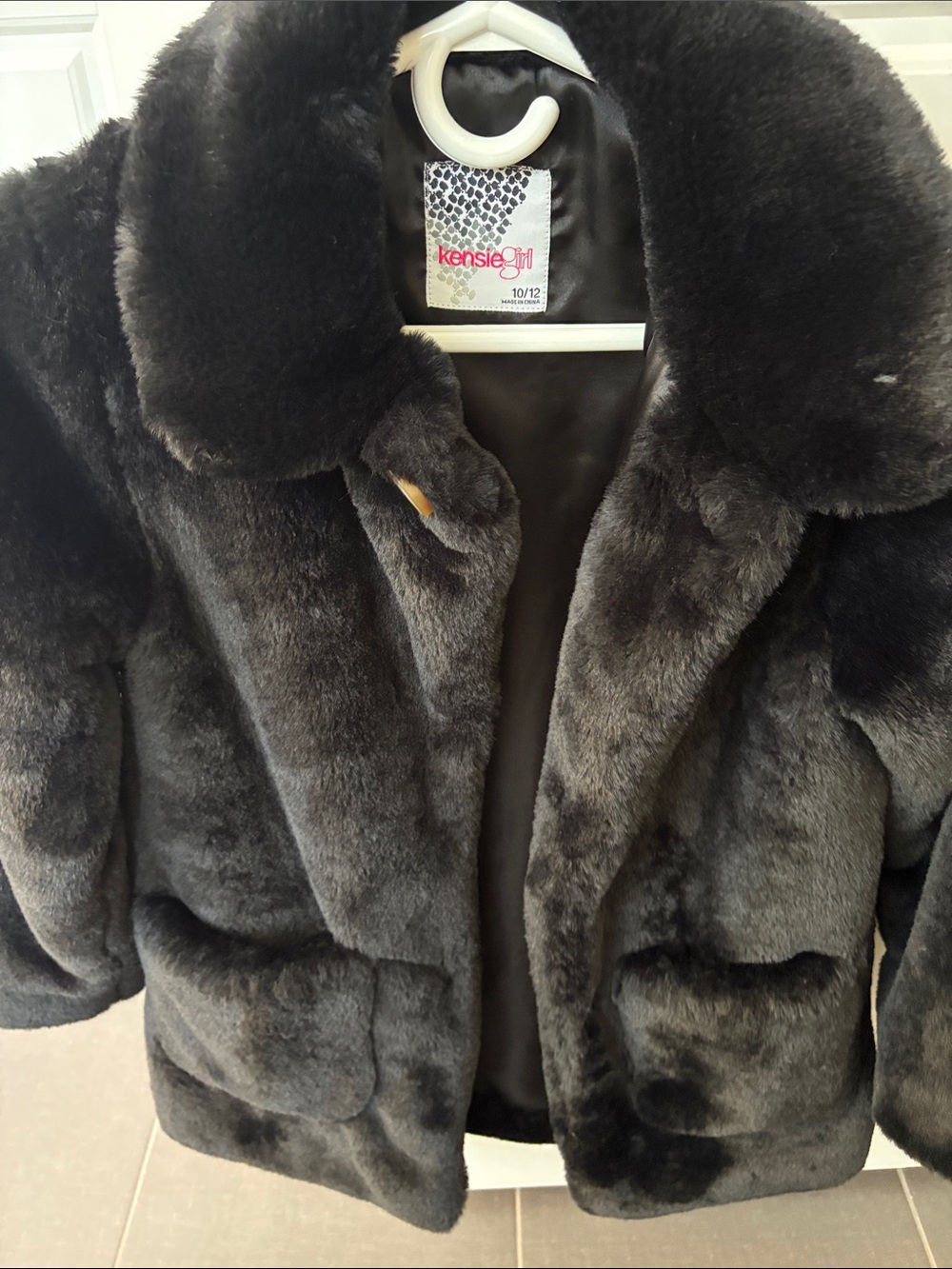 kensie Girl Black Faux Fur Coat for Girls